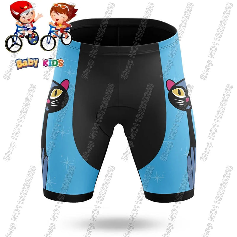 Maglia da ciclismo per bambini divertente cartone animato gatto Set estate manica - immagine 9