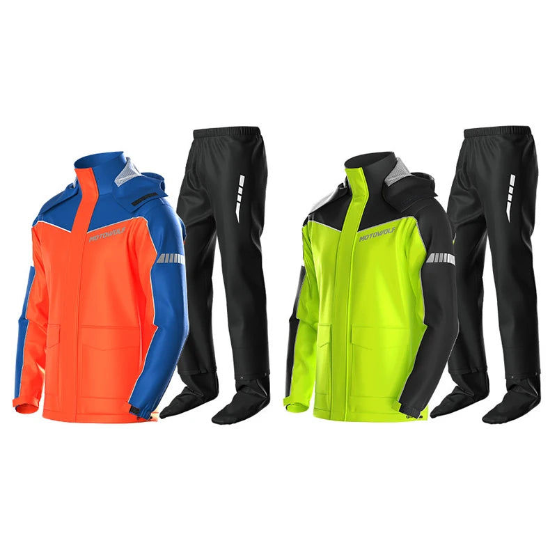 Tuta da pioggia per moto impermeabile divisa Giacca e pantaloni ciclismo Leggero