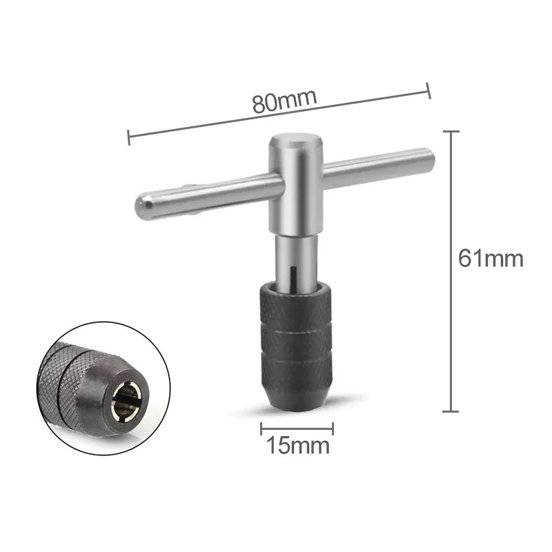 Set di trapani per chiavi di tipo T di alta qualità Strumenti per maschiatura a mano Macchina per filettatura per vite Punta elicoidale M3/M4/M5/M6/M8 Set di rubinetti Strumento fai da te