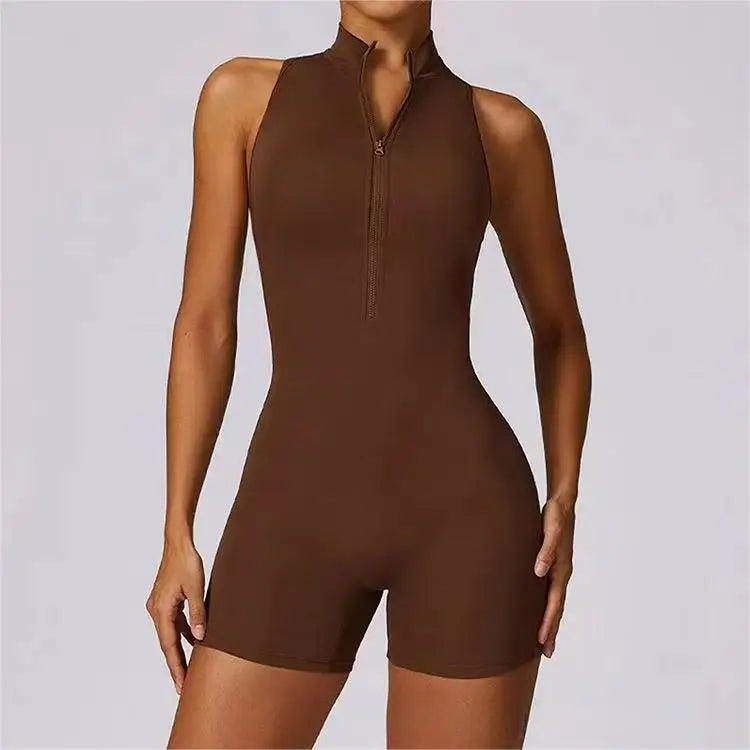 Tuta intera elasticizzata con zip per donna effetto seconda pelle - immagine 7