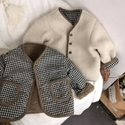 HoneyCherry Autunno e inverno giacca calda per bambini Due lati indossano giacche in