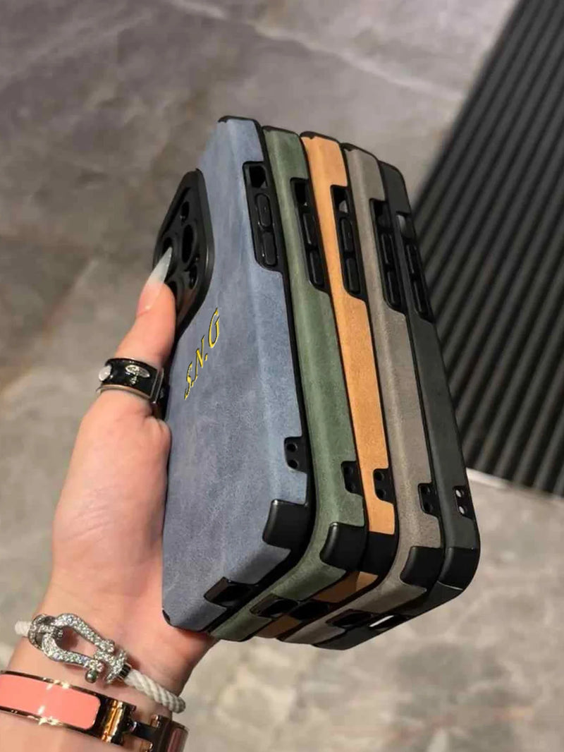 Custodia con nome iniziali personalizzate personalizzate in pelle di agnello di lusso per iPhone 17 16 15 14 13 12 11 Pro Max 17 Air Soft Cover