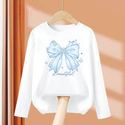 T-shirt con fiocco primaverile e autunnale per neonate Top in cotone a maniche - immagine 9