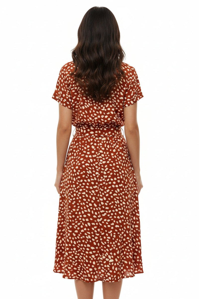 Vestito Lungo Donna a Pois con Maniche Corte | Abito Estivo Leggero