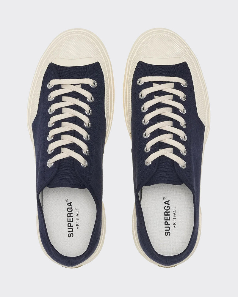 Sneakers 2432 Works Low Cut Cotton Canvas Navy/Off White
