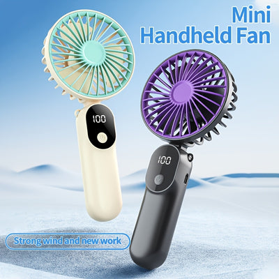 Ventilatore Portatile, Ventilatore a Batteria da 3000Mah con 6 Velocità dell'Aria e Display Digitale, Ventilatore per Trucco da Donna con