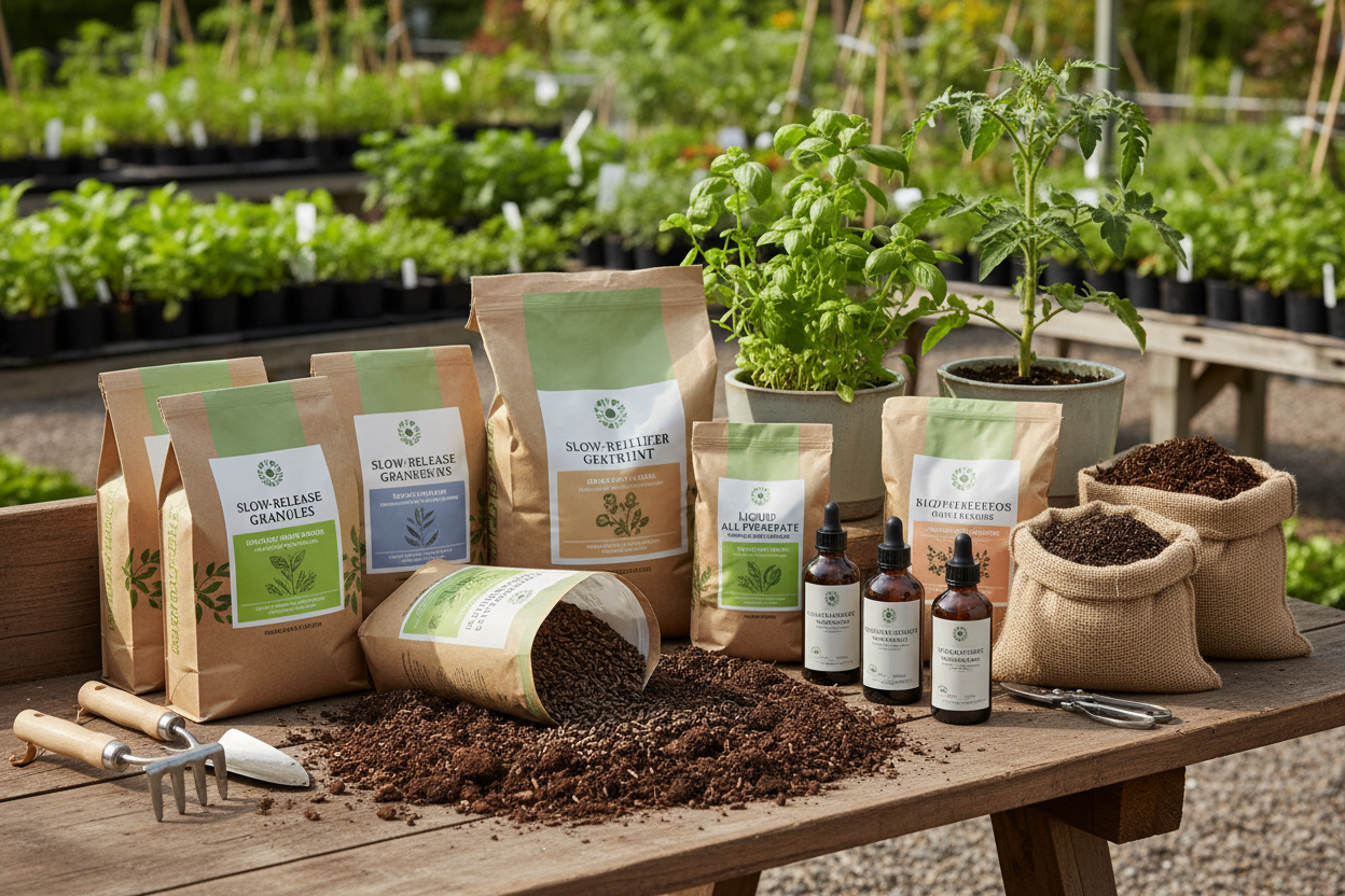 concimi per piante in un giardino