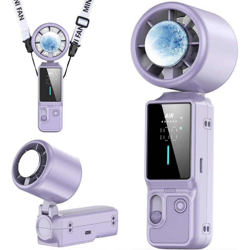 Ventilatore Portatile, Ventilatore a Batteria da 3000Mah con 6 Velocità dell'Aria e Display Digitale, Ventilatore per Trucco da Donna con