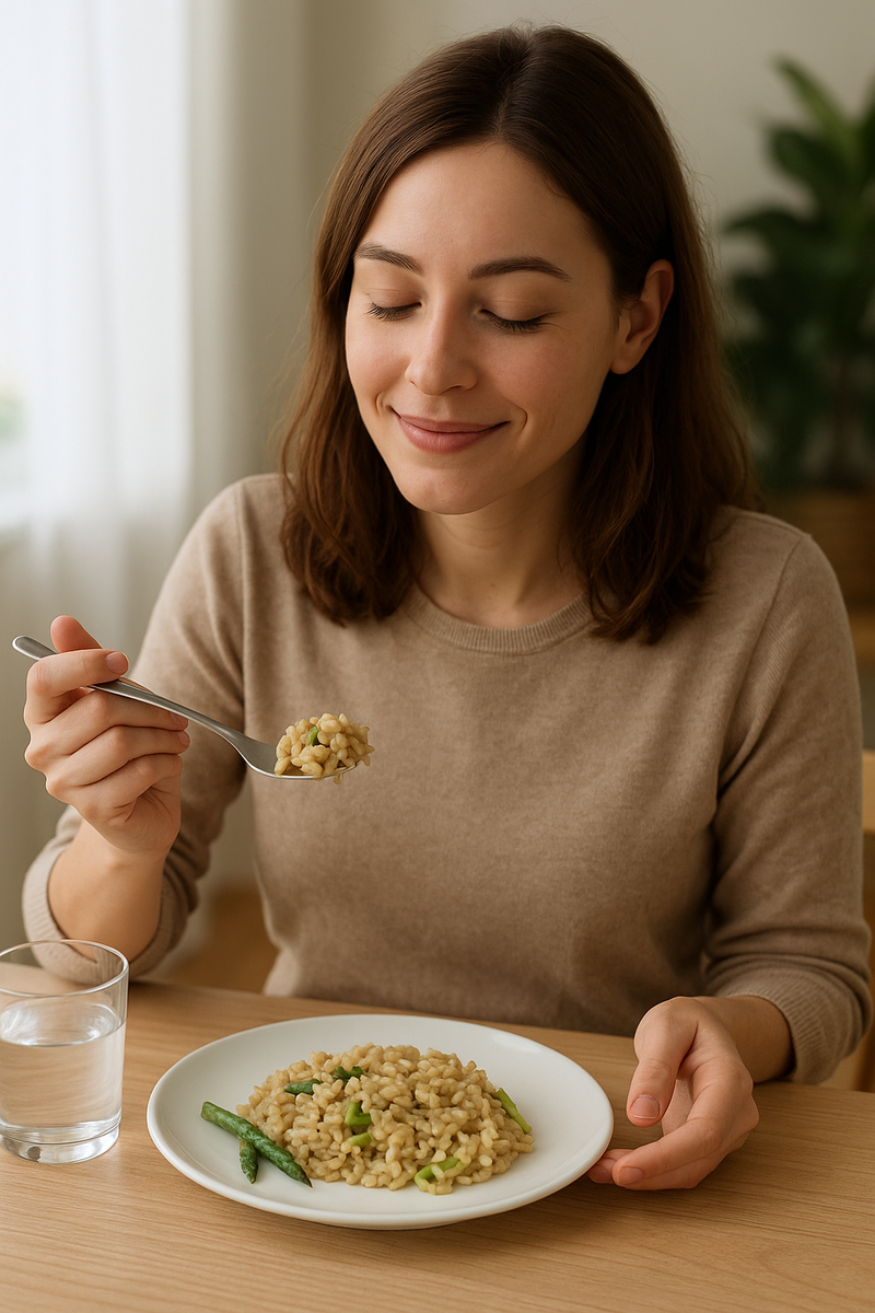 Risotto Senza Glutine alla Crema di Asparagi con solo 1% di zucchero – Pronto in 1 Minuto!
