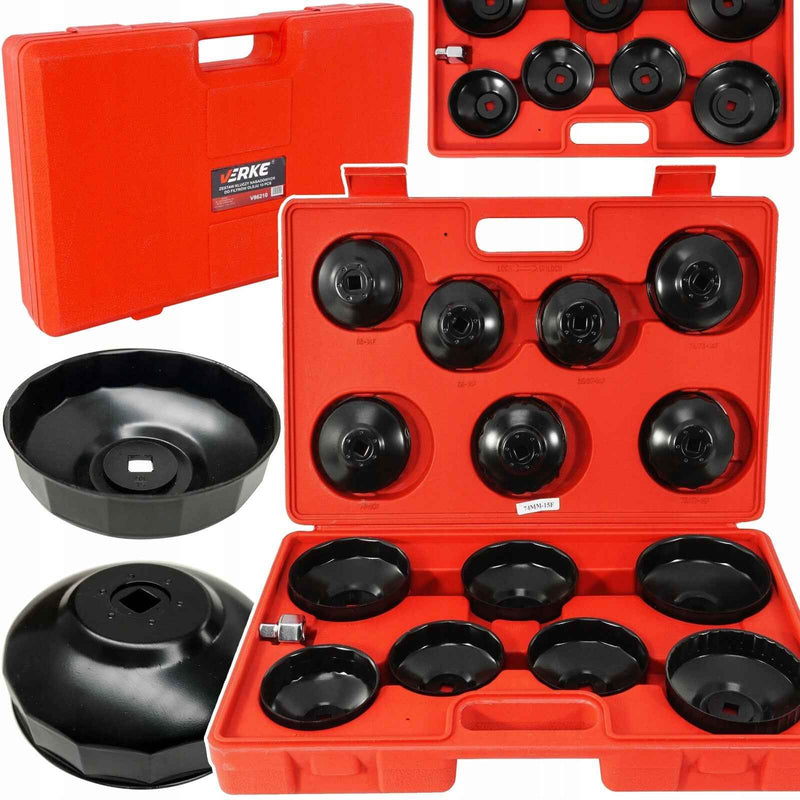 Set Chiave a Tazza Per Filtro Olio Professionale Per Officina 15 Pezzi
