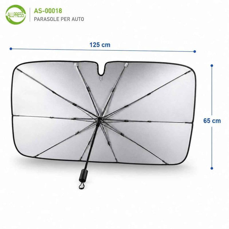 PARASOLE OMBRELLO VETRO ANTERIORE AUTO PARABREZZA PIEGHEVOLE 125X65CM AS