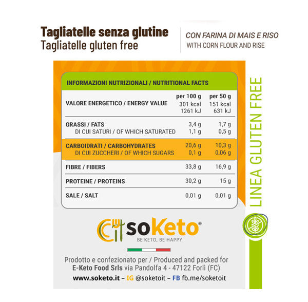 Fettuccine Tagliatelle KETO SENZA GLUTINE 0 % zuccheri