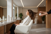 trattamenti-per-capelli con una modella che fa un tratamento