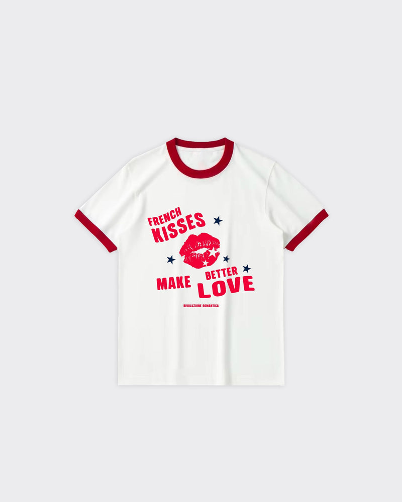 T-Shirt French Kisses Bianca/Rossa