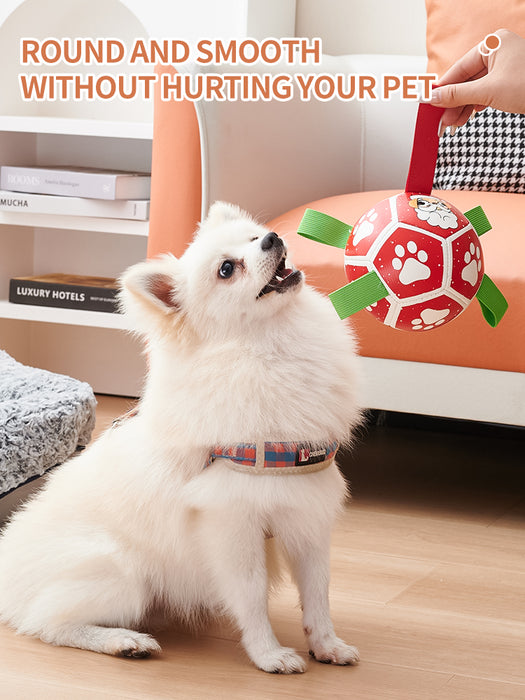 Dog Soccer Balls Toy with Sraps Halloween Christmas Gift for Pets Puppy Birthday Toy Interactive Toys for Tug of War Water Toys