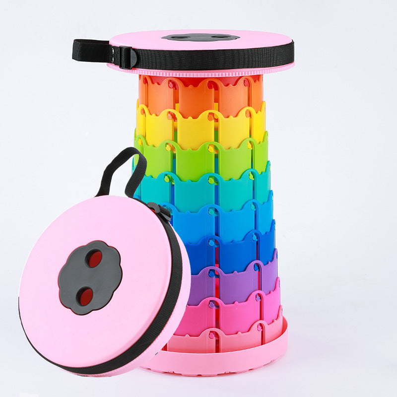 Children'S Rainbow Folding Stool Portable Retractable Chair