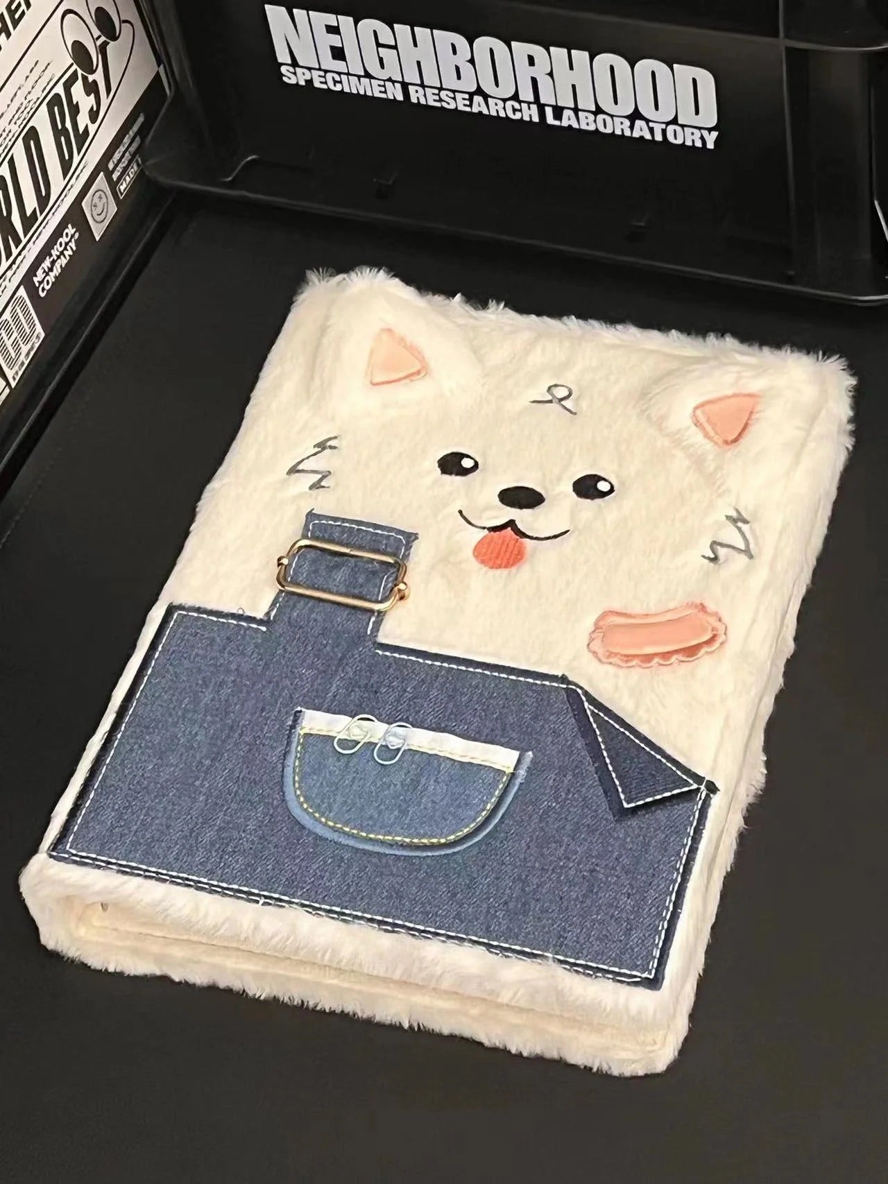 Cute Denim Plush Samoyed Puppy Album