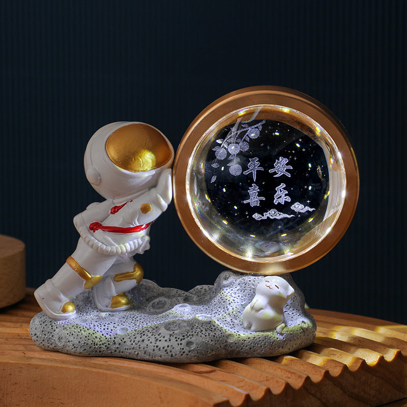 Astronaut Small Night Lamp 3D Inner Carving