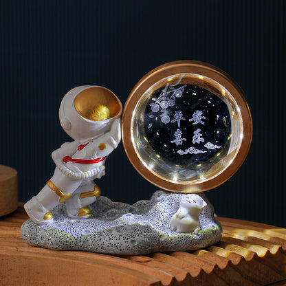 Astronaut Small Night Lamp 3D Inner Carving