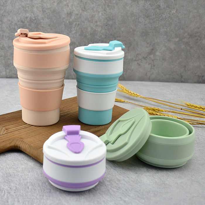 Kitchen Gadgets Folding Cup Collapsible Mug with Cover Coffee Travel Outdoors Portable Water Drinking Tea Cups
