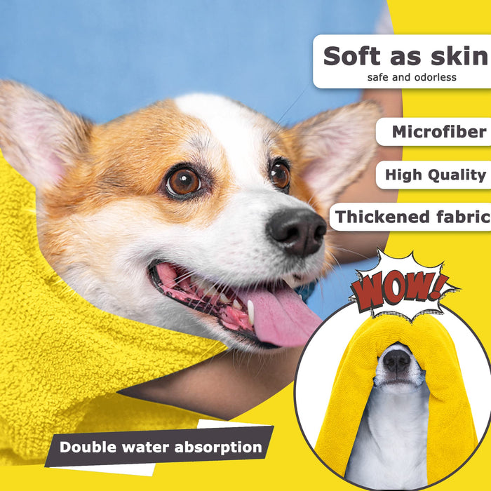 Dog Towels for Drying Dogs Drying Towel Dog Bath Towel, Quick-Drying Pet Dog and Cat Towels Soft Fiber Towels Robe Super Absorbent Quick Drying Soft Microfiber Pet Towel for Dogs, Cats Yellow
