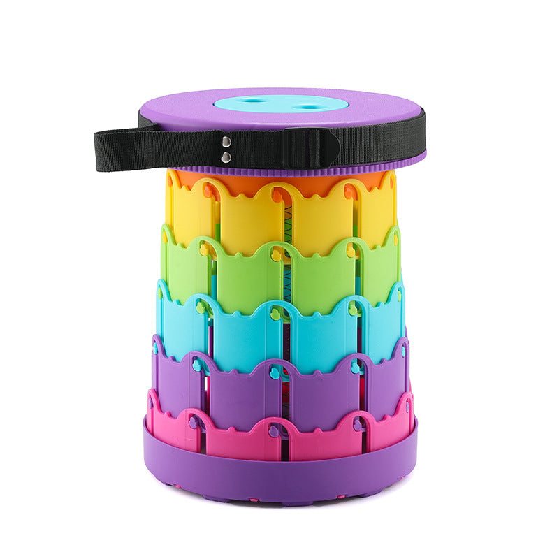 Children'S Rainbow Folding Stool Portable Retractable Chair