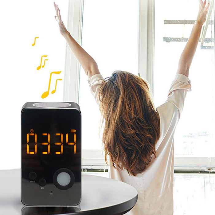 Bluetooth Speaker LED Alarm Clock Mirror Wireless Subwoofer Acoustics for Home