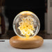 LED Night Light Flower Crystal Ball Children Night Lamp with Woodern Base Bedroom Ambient Light Creative Gift Night Light