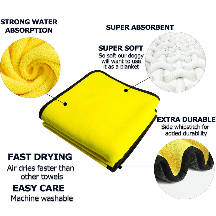Dog Towels for Drying Dogs Drying Towel Dog Bath Towel, Quick-Drying Pet Dog and Cat Towels Soft Fiber Towels Robe Super Absorbent Quick Drying Soft Microfiber Pet Towel for Dogs, Cats Yellow