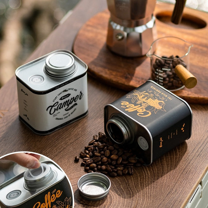 Coffee Bean Sealed Cans Outdoor Camping Tinplate Box Food Grade Packaging Storage Fresh-Keeping Breathing Iron Cans