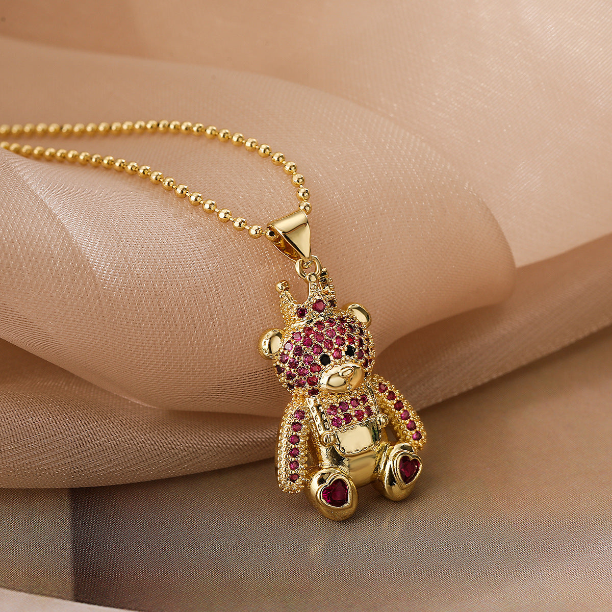 Fashion Hollowed-Out Full Zircon Leopard Head Pendant Necklace