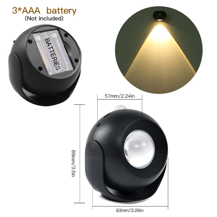 Adjustable Angle Human Sensing Light, Wireless Sunset Light, Indoor Spotlight, Corridor, Living Room Wall Light, Rechargeable and Installed Dry Battery