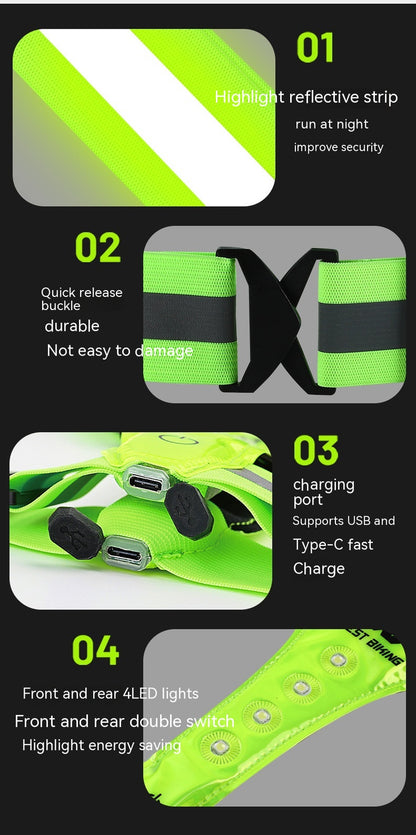 Outdoor Night Run Reflective Vest Riding Warning Light