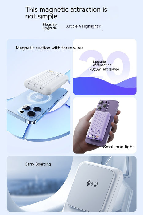 Magnetic Wireless Charger Power Bank with Cable Super Fast Charge Mobile Power 10000 MA