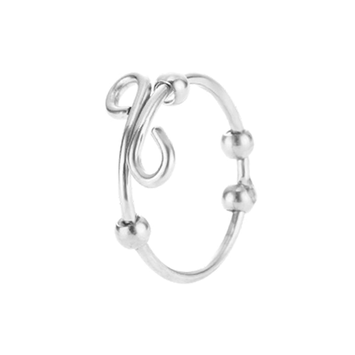 Adjustable Breathing Necklace and Breathing Ring Relieve Pressure Ornament Stainless Steel Decompression Jewelry