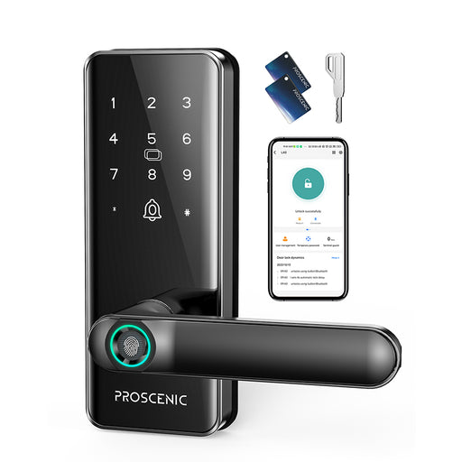 [US Direct]  L40 Smart Door Bluetooth Lock Fingerprint/App Password Key IC Card Unlock Intelligent Anti-Theft Door Lock IP54 Home Lock Work with Alexa Google Assistant
