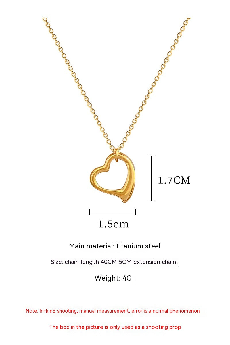 Simple Bracelet Love Heart Furnace Real Gold Cold Necklace Female Ins