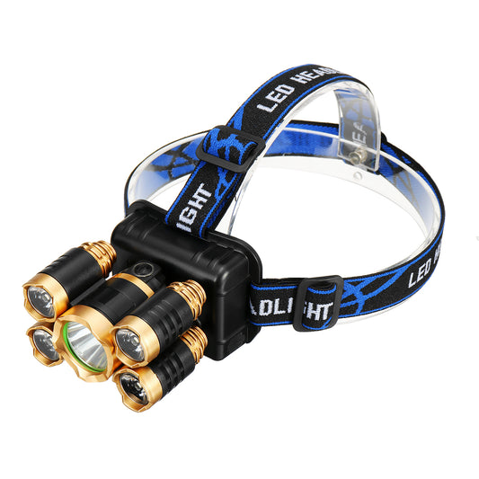 5 Leds Ultra Bright 90° Rotatable LED Headlight Long Shoot Head Lamp for Hunting Fishing Camping Worker