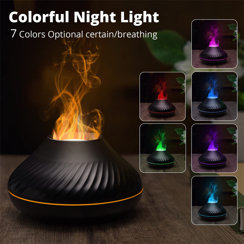 New Volcanic Flame Aroma Diffuser Essential Oil Lamp 130Ml USB Portable Air Humidifier with Color Night Light Mist Maker Fogger LED Light