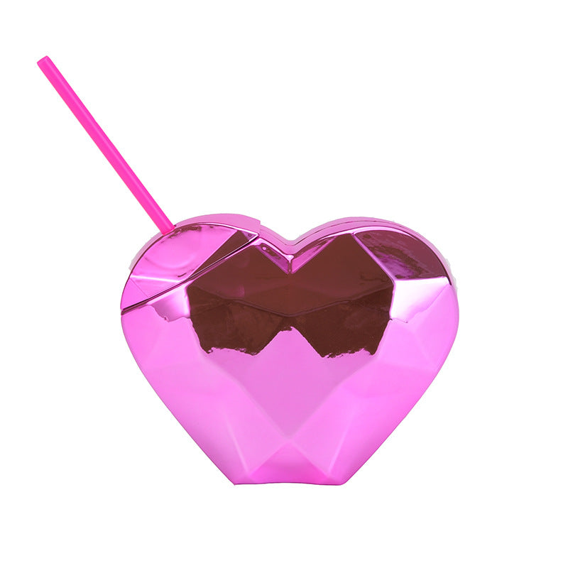 Creative Heart-Shaped Plastic Straw Cup