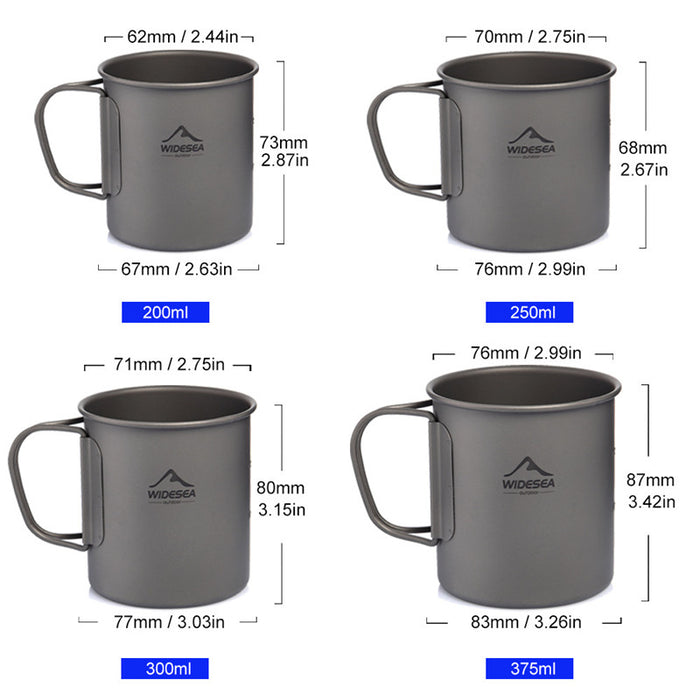 Pure Titanium Outdoor Coffee Cup with Lid Lightweight and Easy to Store Camping Tableware