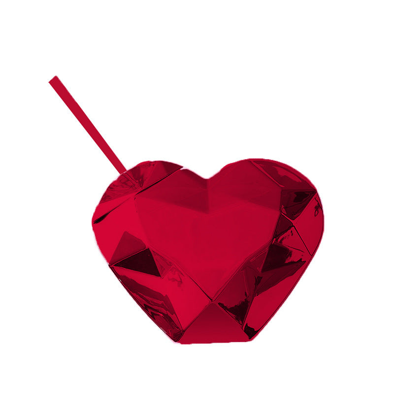 Creative Heart-Shaped Plastic Straw Cup