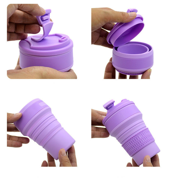 Kitchen Gadgets Folding Cup Collapsible Mug with Cover Coffee Travel Outdoors Portable Water Drinking Tea Cups