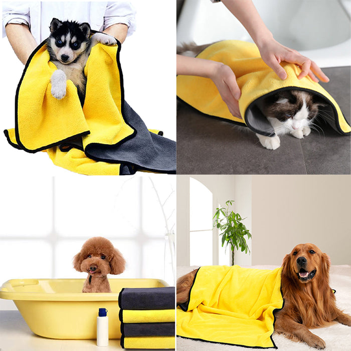 Dog Towels for Drying Dogs Drying Towel Dog Bath Towel, Quick-Drying Pet Dog and Cat Towels Soft Fiber Towels Robe Super Absorbent Quick Drying Soft Microfiber Pet Towel for Dogs, Cats Yellow