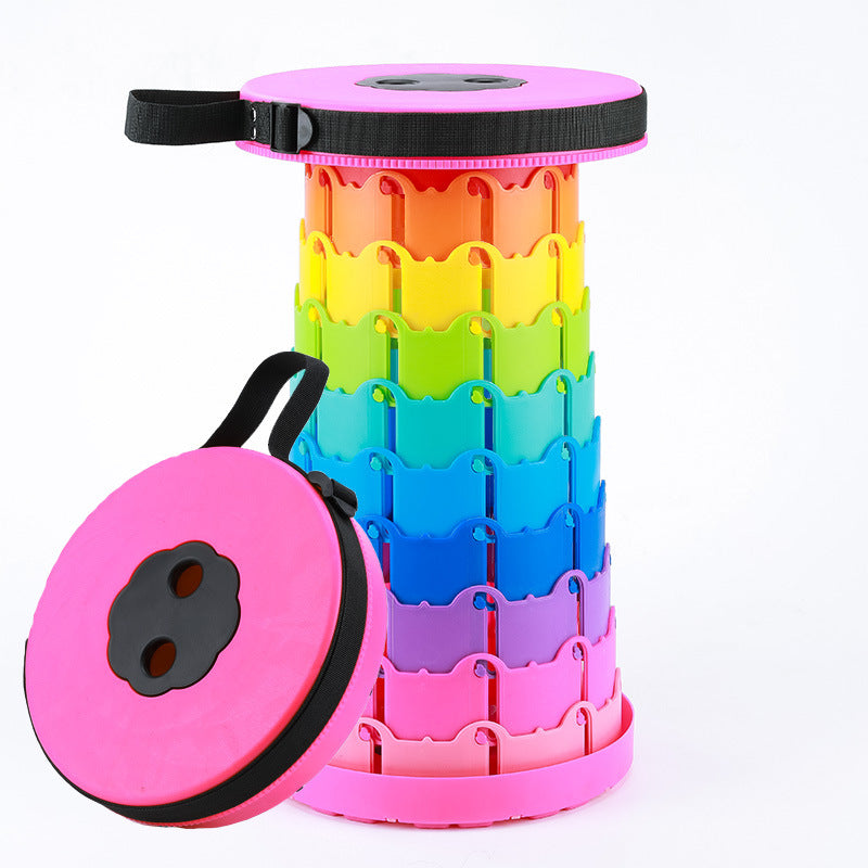 Children'S Rainbow Folding Stool Portable Retractable Chair