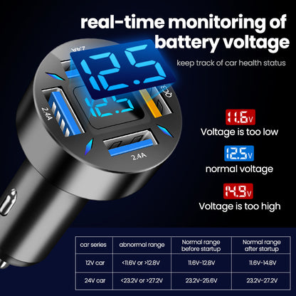 Quick Universal Transfer Plug Multi-Function Car Charger USB4 Port