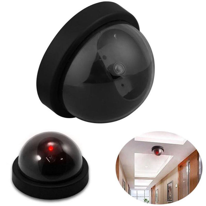Black Plastic Smart Indoor Outdoor Dummy Home Dome Fake CCTV Security Camera with Flashing Red LED Light