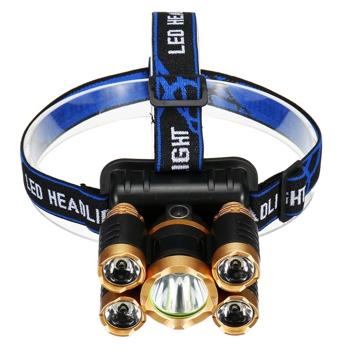 5 Leds Ultra Bright 90° Rotatable LED Headlight Long Shoot Head Lamp for Hunting Fishing Camping Worker