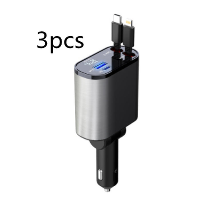 Metal Car Charger 100W Super Fast Charging Car Cigarette Lighter USB and TYPE-C Adapter
