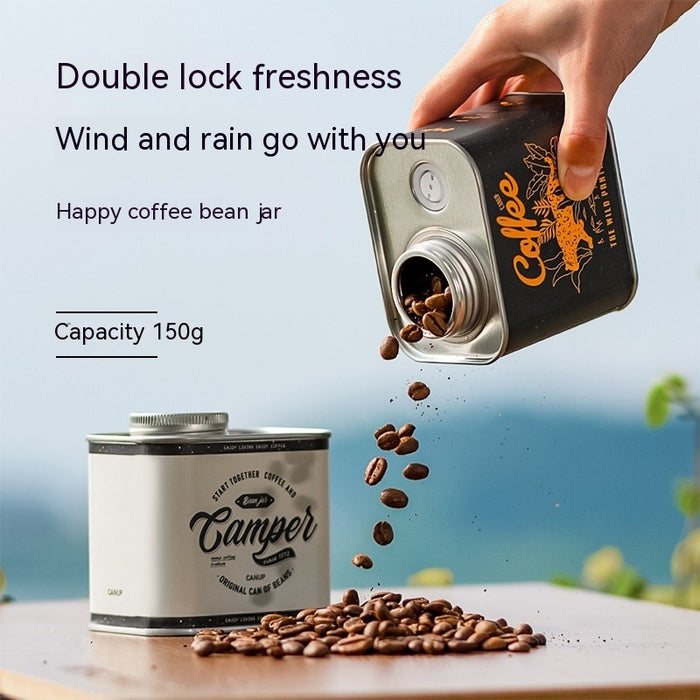 Coffee Bean Sealed Cans Outdoor Camping Tinplate Box Food Grade Packaging Storage Fresh-Keeping Breathing Iron Cans